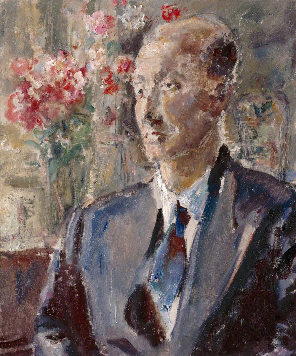 Ethel Walker - 103, Ritratto di un uomo con fiori sullo sfondo, Royal Academy of Arts